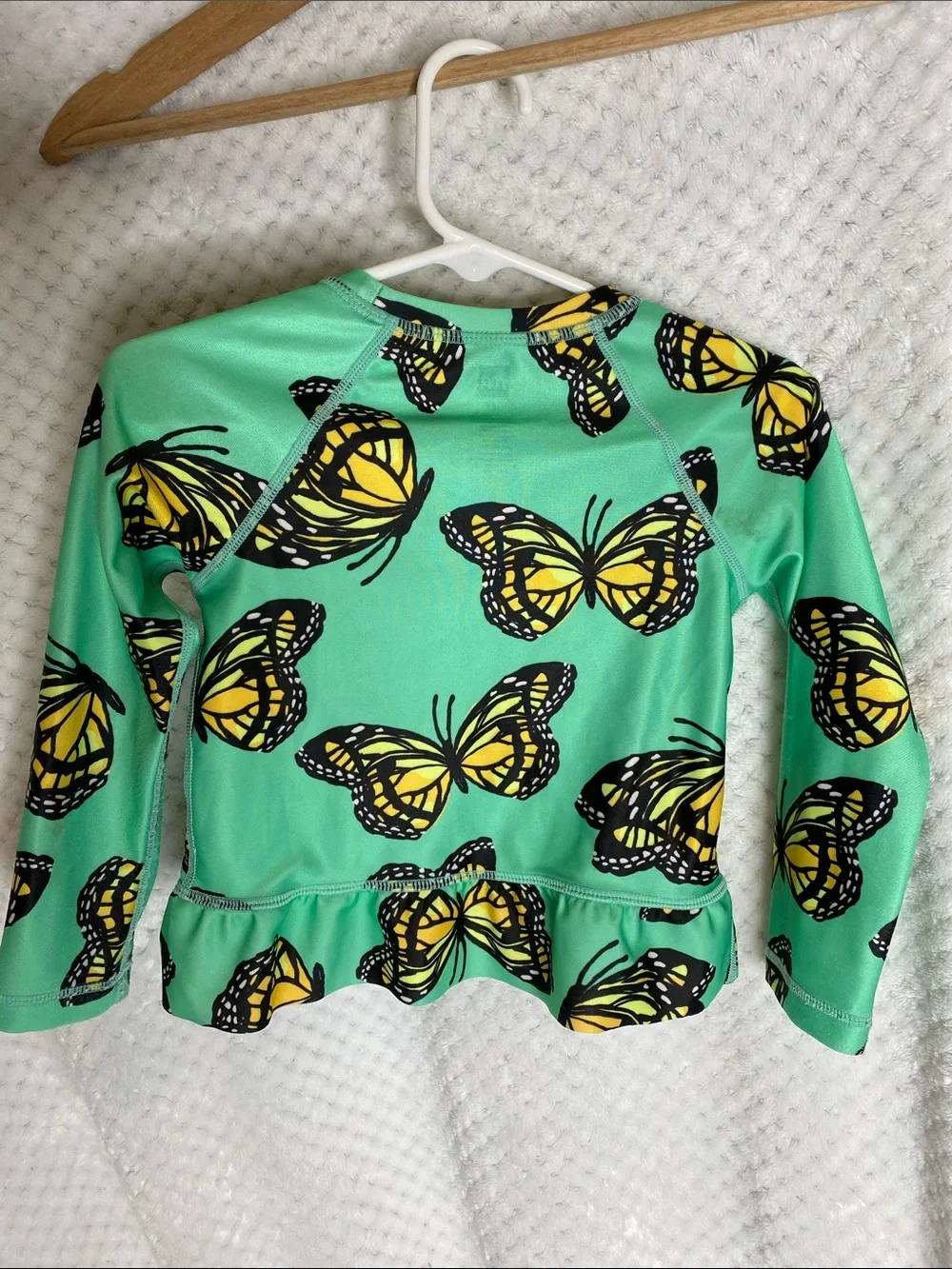 Tea Collection Green and Yellow Butterfly Rashguard Swim Top